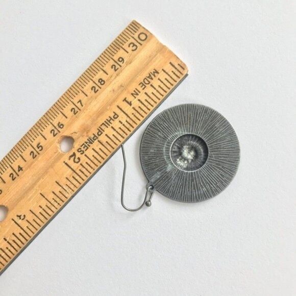 Artisan Metal Steampunk Grunge Ethnic Round Drop Earrings NEW 2A2 - Picture 5 of 9